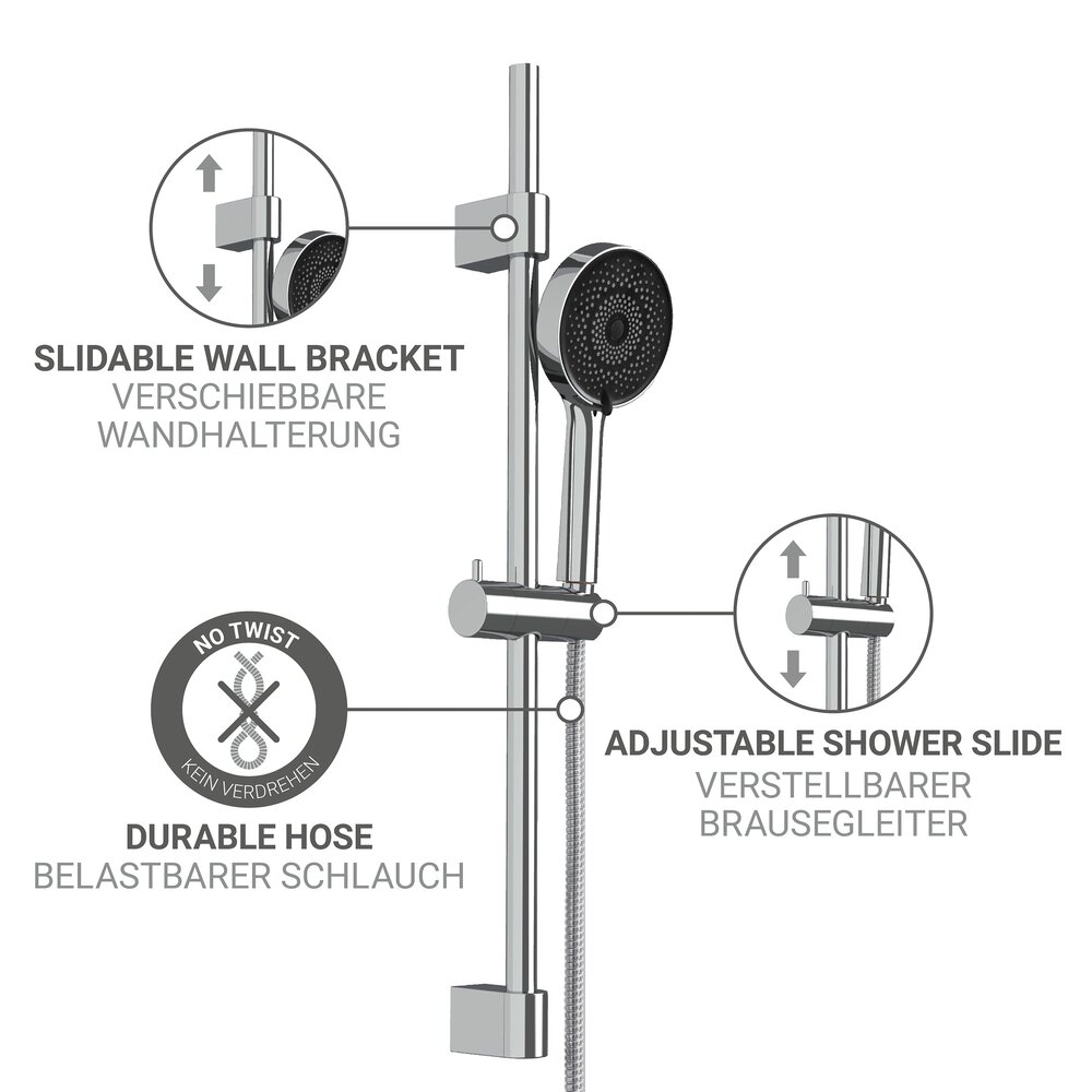 Doucheset Mod. Softwater, chroom, roestvrij staal, 70 cm