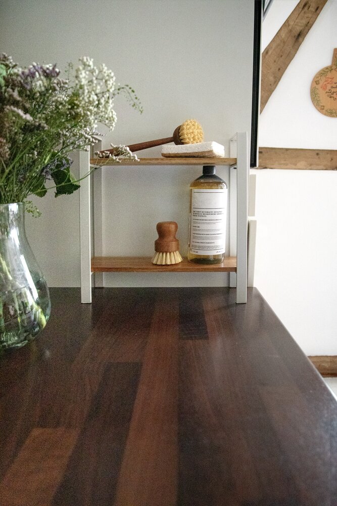 Étagère de cuisine Louisa, 2 étages  2 étagères en acacia