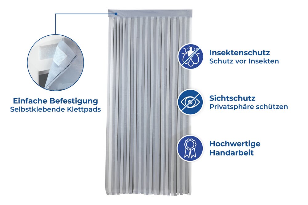 Rideau de porte gris-blanc