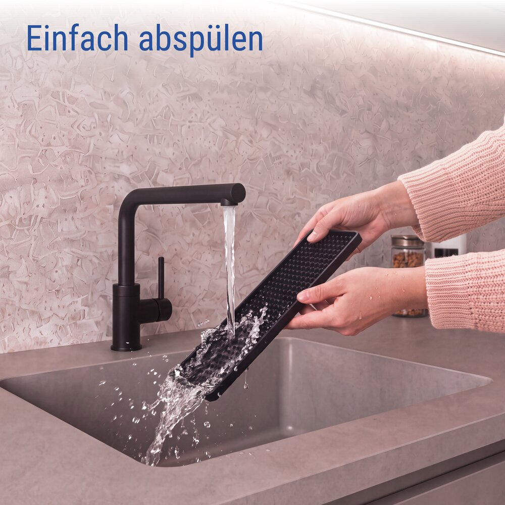 Afdruipmat Mod. Slim 8 x 42 cm, zwart