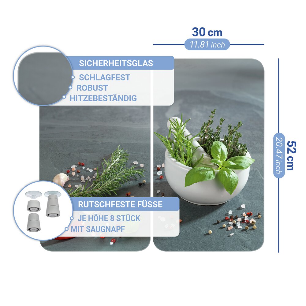 Herdabdeckplatte Universal Mod. Kräuterküche, 2er Set  für alle Herdarten geeignet