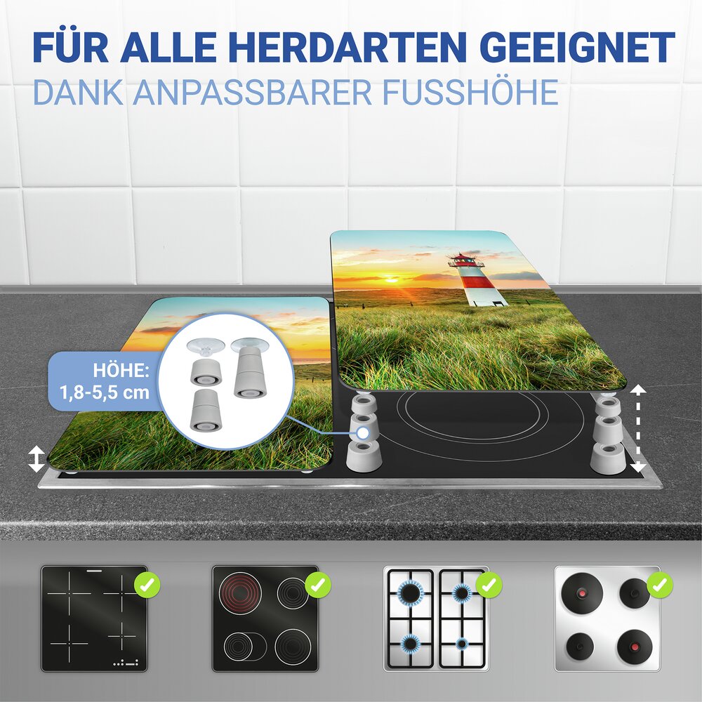 Herdabdeckplatte Universal Mod. Leuchtturm, 2er Set  für alle Herdarten geeignet
