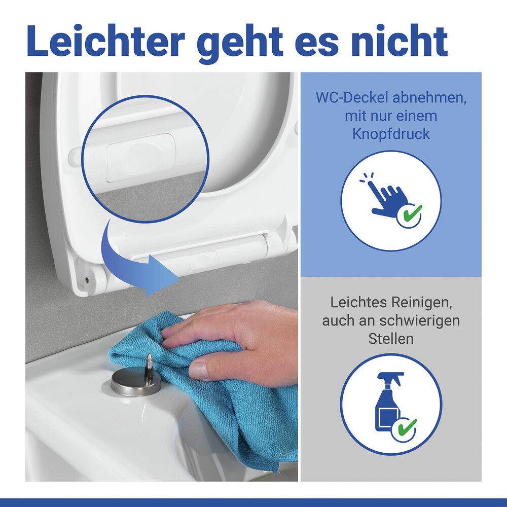 Abattant WC Mod. Mascali  avec frein de chute et surface avec relief