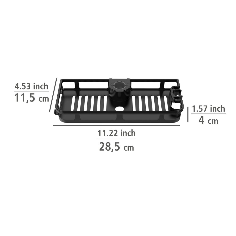 Duschablage Mod. Libertà Schwarz matt  mit Haken und Duschkopfhalter