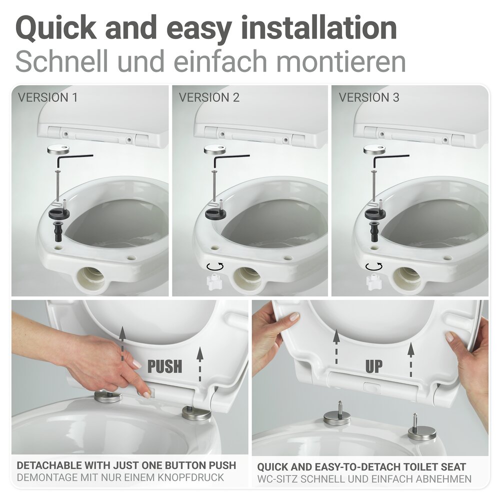 Siège WC Mod. Ripa, multicolore, plastique thermodurci, 38x44,5 cm  avec abaissement automatique Easy-Close