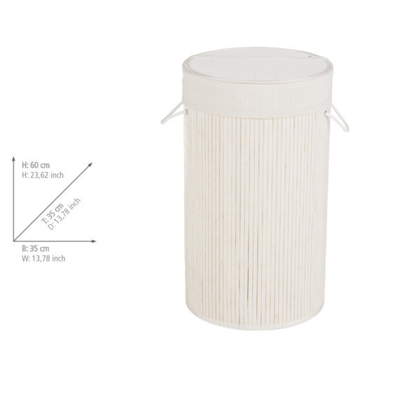 Wäschetruhe Mod. Bamboo Weiß  Wäschekorb, 55 l