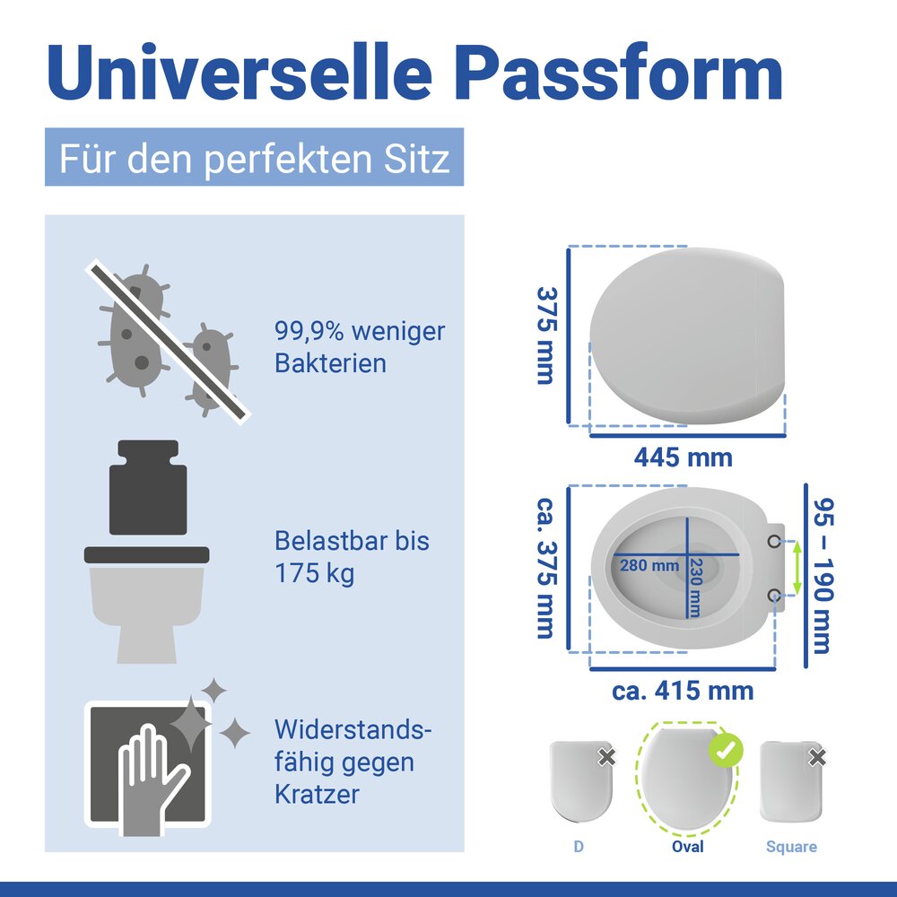 Abattant WC Samos Bleu Ardoise  abaissement automatique
