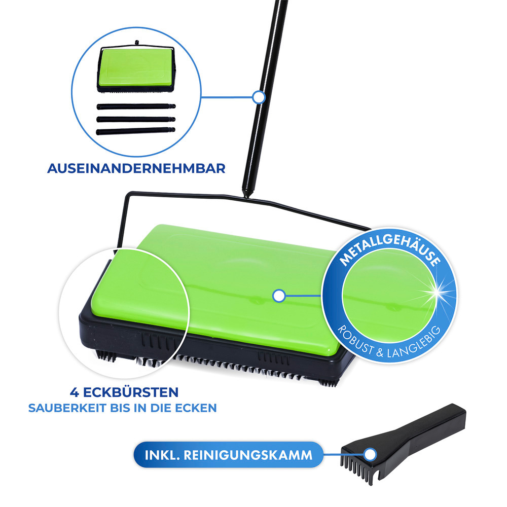 Teppichkehrer Grün  stromloser Betrieb