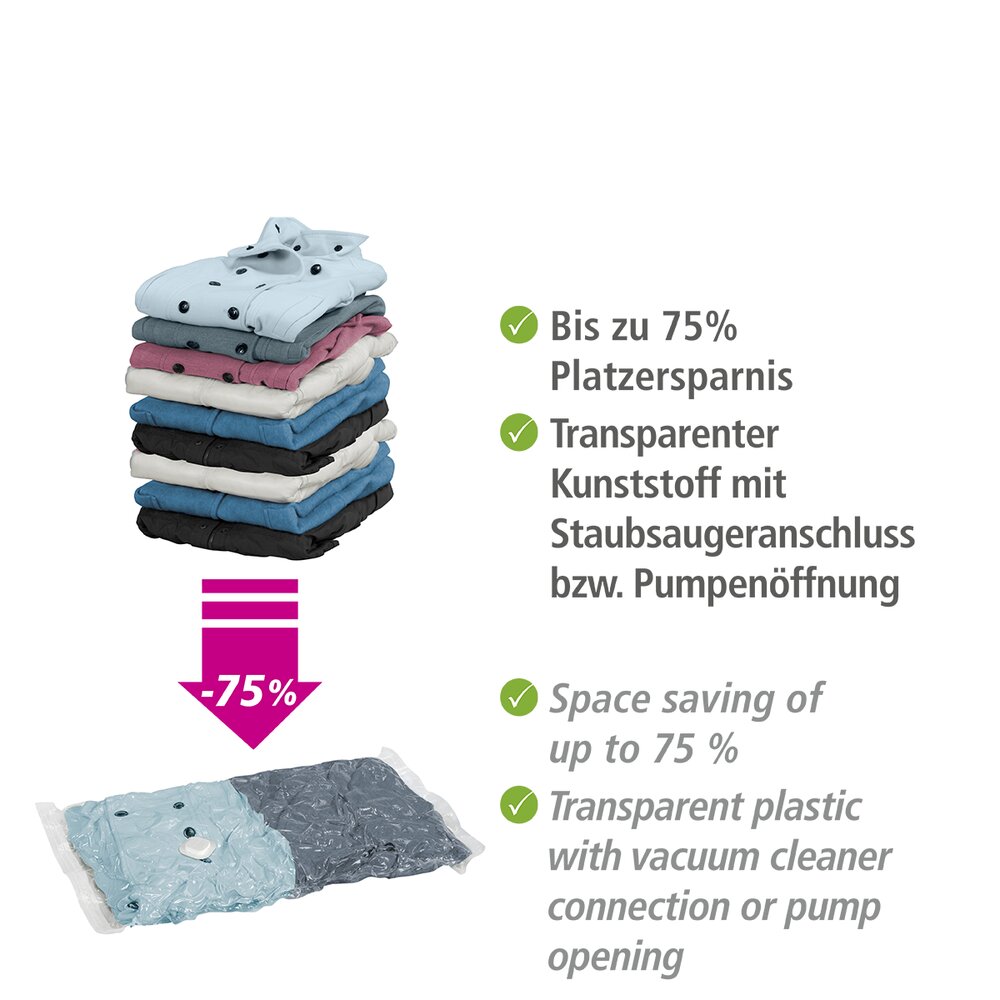 Vakuum Beutel Reise-Set  6-teilig mit Pumpe