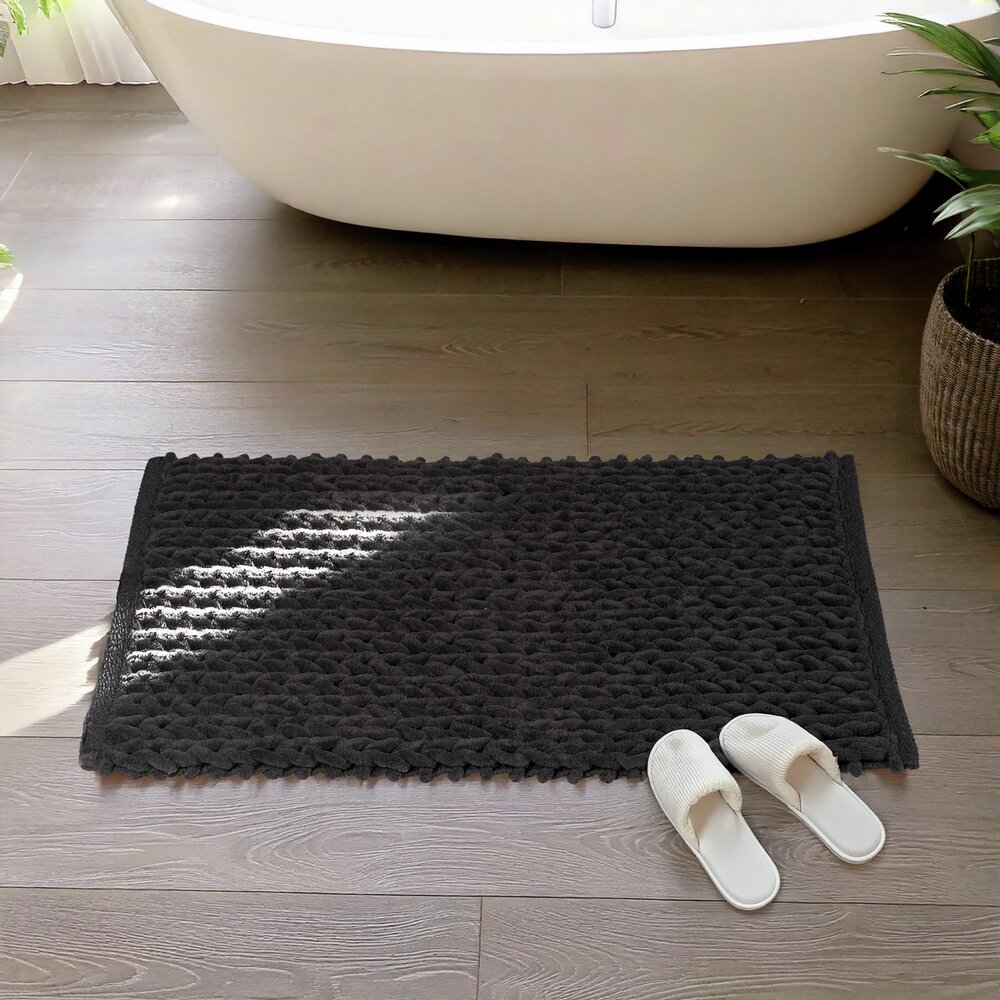 Badteppich Mod. Arson, anthrazit, Polyester/Baumwolle, 50x80 cm  rutschfest und schnelltrocknend