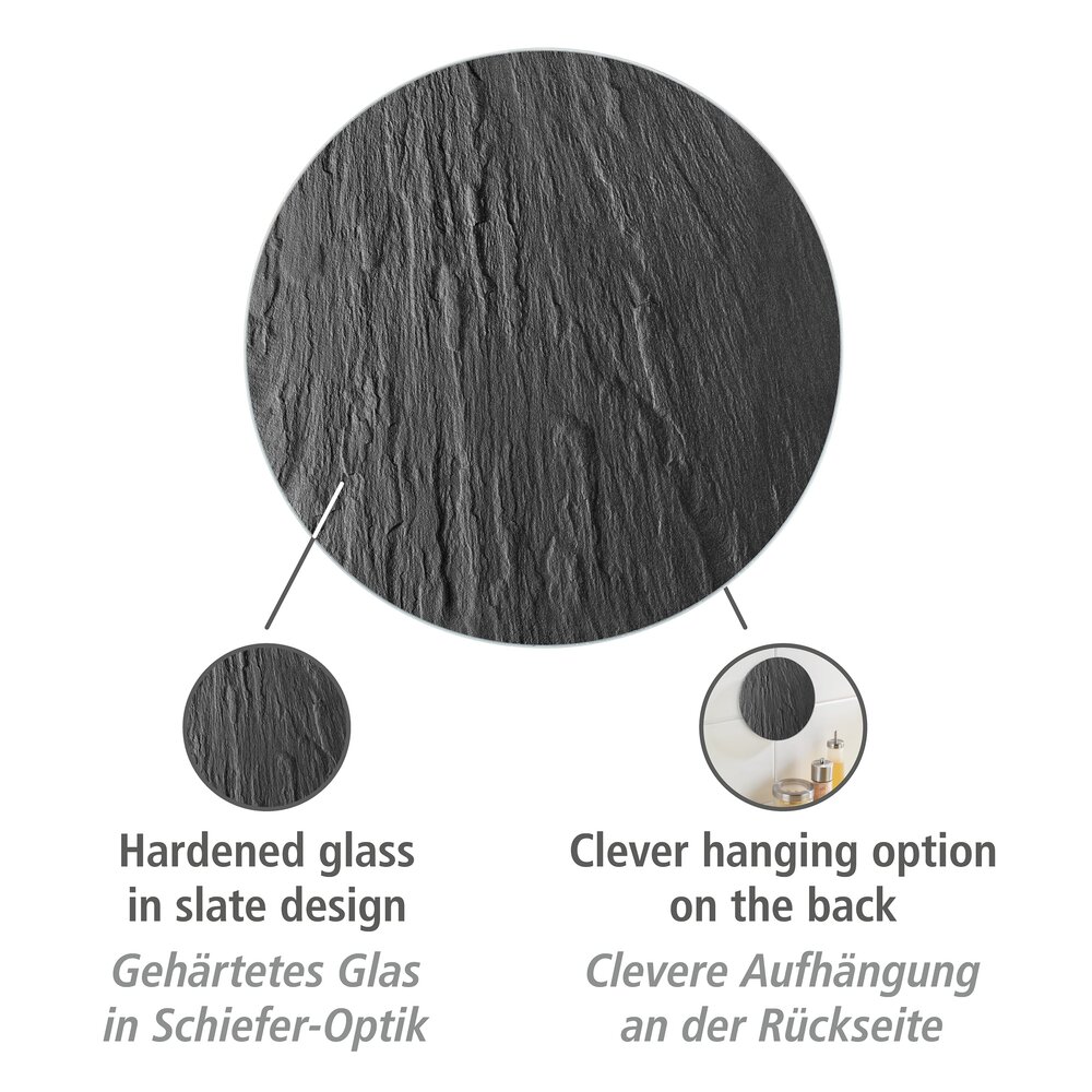 Topfuntersetzer Mod. Schiefer, 2er Set  aus gehärtetem Glas, Ø 20 cm