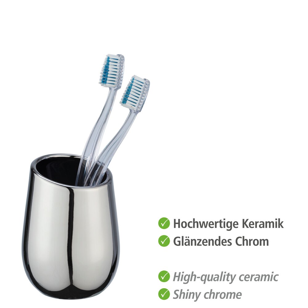 Zahnputzbecher Mod. Badi Chrom  hochwertige Keramik