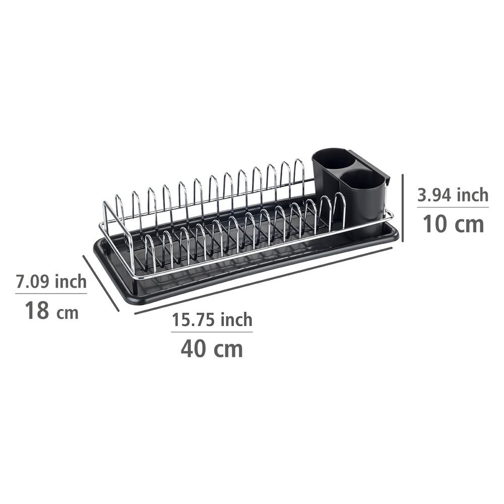 Geschirrabtropfer Single  mit abnehmbarem Besteckkorb und Abtropfschale