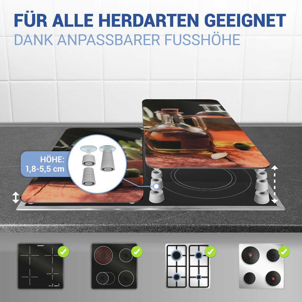 Herdabdeckplatte Universal Mod. Olivenöl, 2er Set  für alle Herdarten geeignet