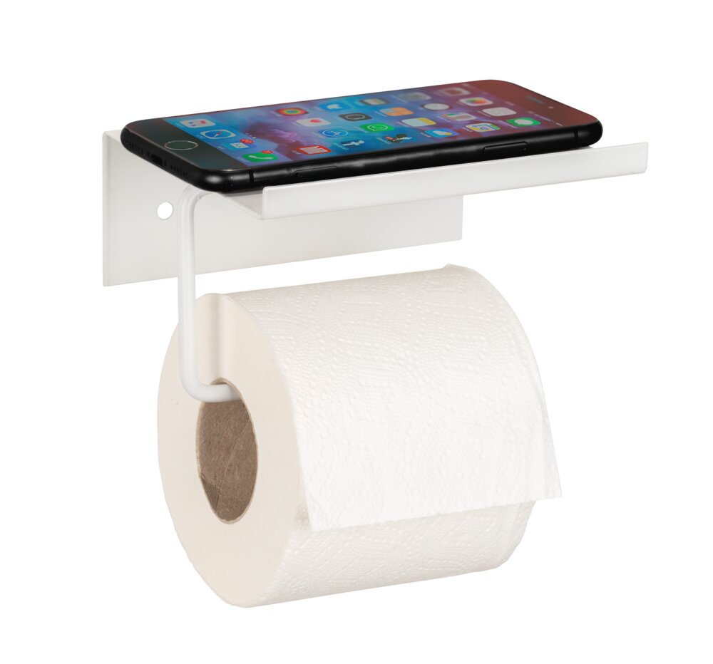 Toilettenpapierhalter Mod. Desulo Weiß  mit Ablage