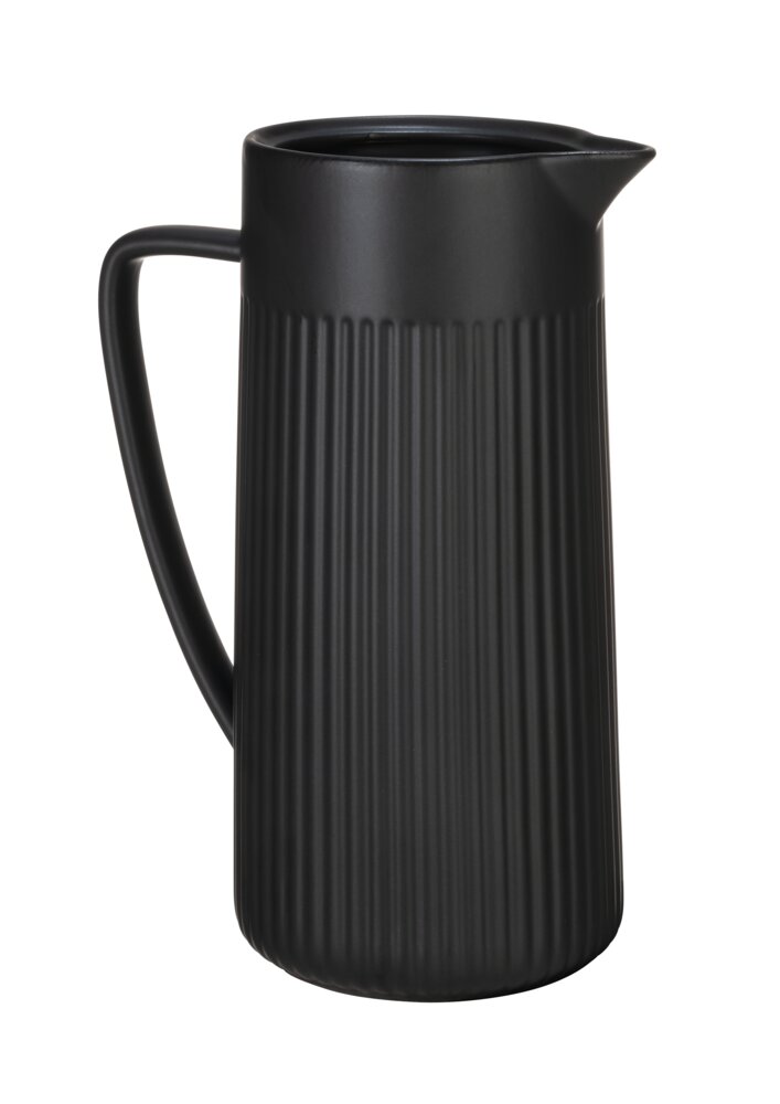 Krug Mod. REFIA 1,25L, schwarz, Keramik, 16,5x22x10,5 cm  elegantes Riffeldesign für stilvolles Servieren