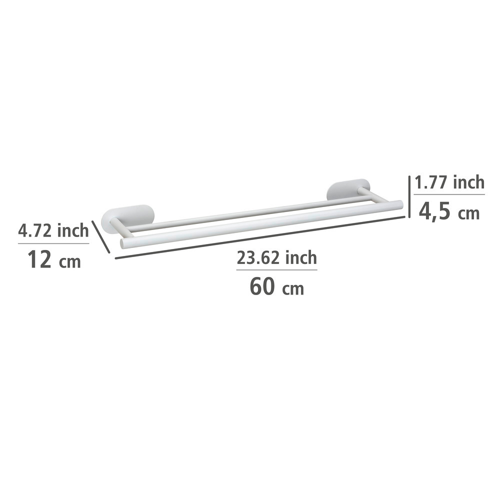 Turbo-Loc® Badetuchstange Duo Mod. Orea White matt, 60 cm  aus rostfreiem Edelstahl