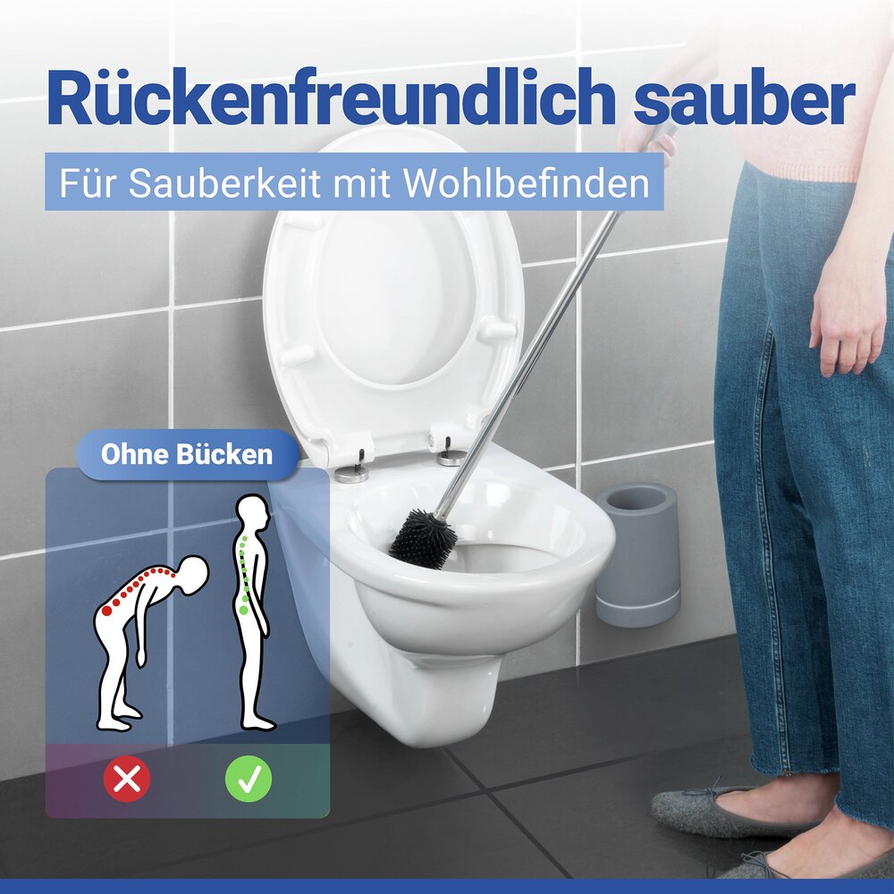 Brosse WC Hygiène extra long  pour nettoyer les toilettes sans se baisser