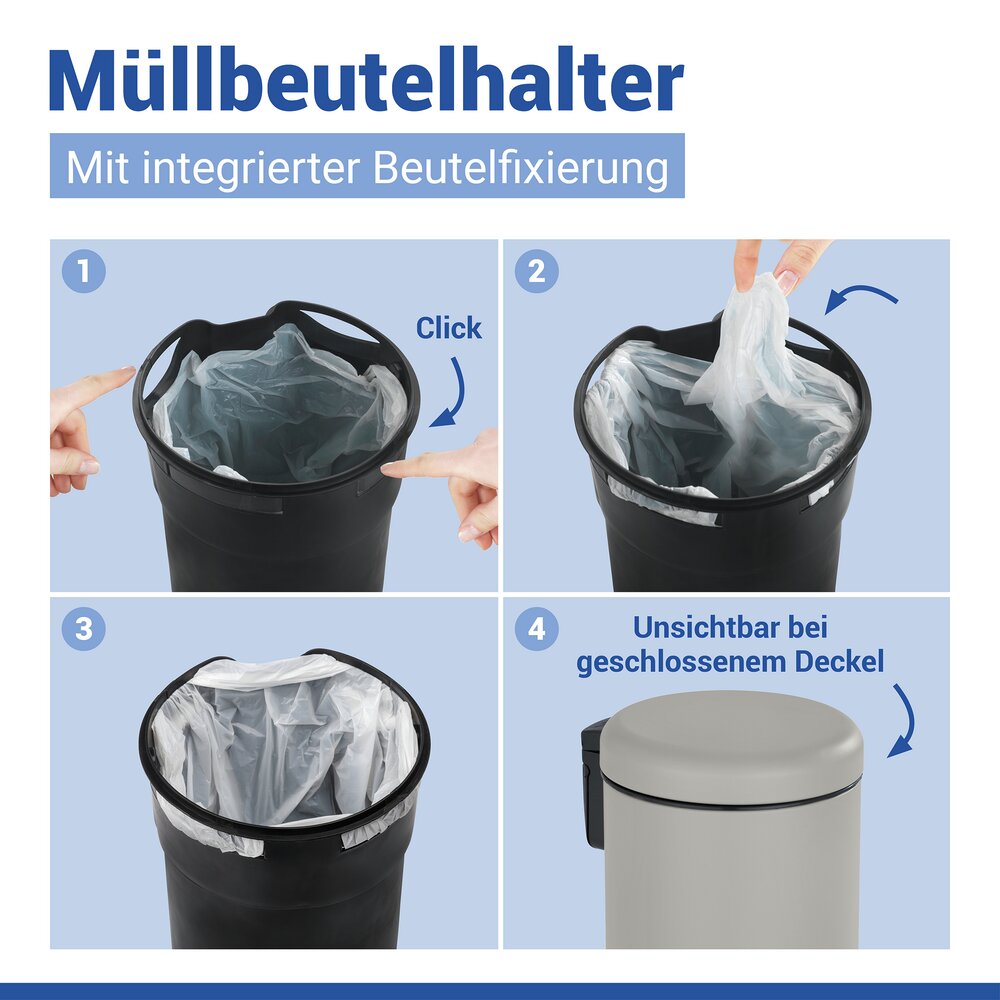 Kosmetik Treteimer Mod. Leman Taupe Matt 3L  mit herausnehmbarem Einsatz