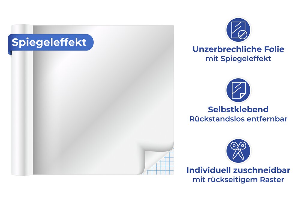 Spiegelfolie  150 x 58 cm, zuschneidbar