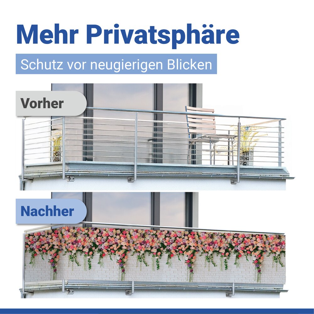 Balkon-Sichtschutz Mod. Rosen, 5 m  UV- und witterungsbeständig