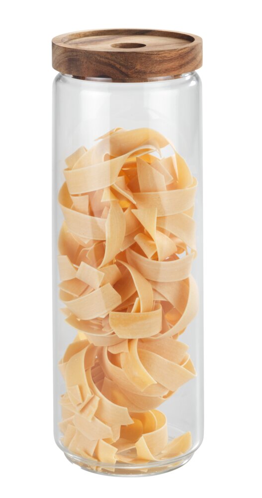 Boîte de conservation alimentaire Vido 1,0 litres  Boîte en verre avec couvercle en bois d'acacia