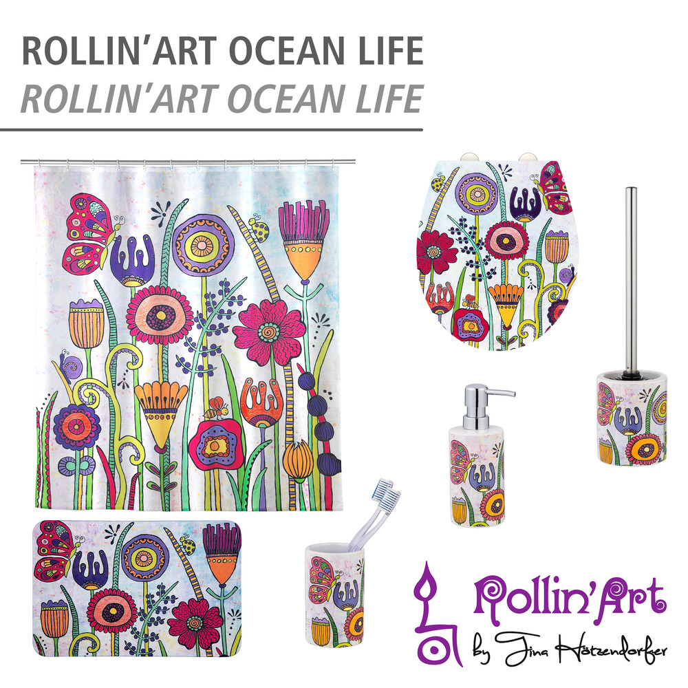 Duschvorhang Rollin'Art Full Bloom  Polyester, 180 x 200 cm, waschbar