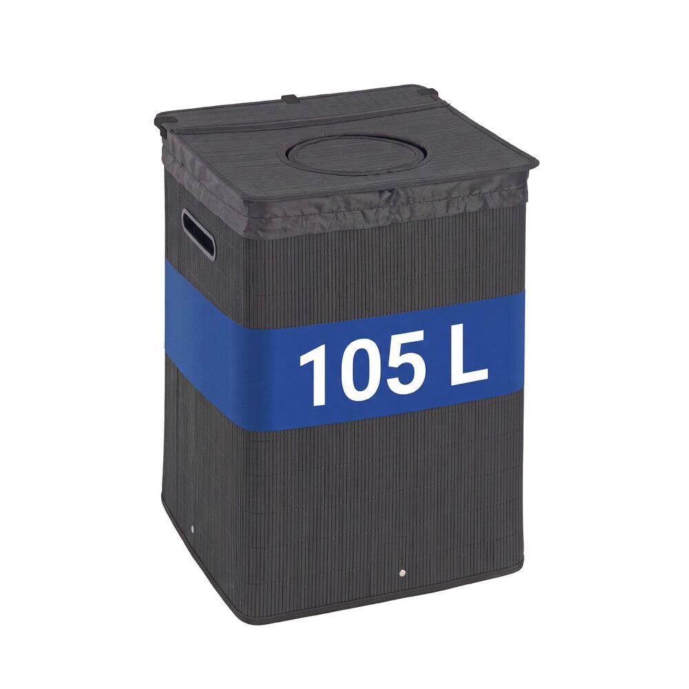 Flaschensammler 105 L, Schwarz  Pfandflaschen Sammelbehälter aus Bambus