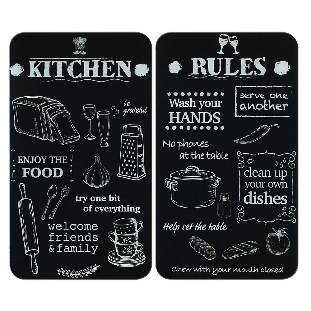 Plaque de Recouvrement Universelle Mod. Kitchen Rules, set de 2  pour tous les types de cuisinières