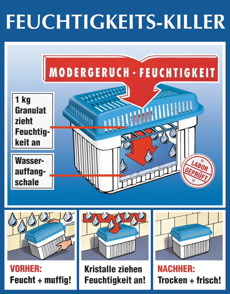 Feuchtigkeitskiller 1 kg mit 1 kg Nachfüller  Raumentfeuchter