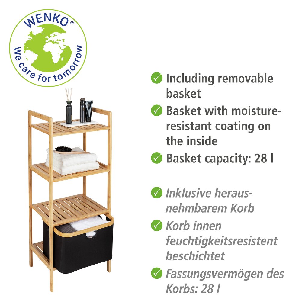 Étagère à 3 niveaux Mod. Ecori  bambou certifié FSC®, polyester