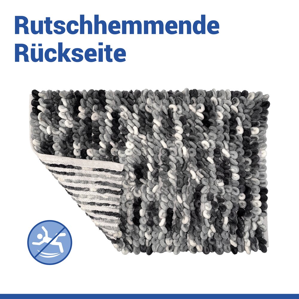Tapis de bain Mod. Lerici gris-bleu, 60 x 90 cm  antidérapant et à séchage rapide