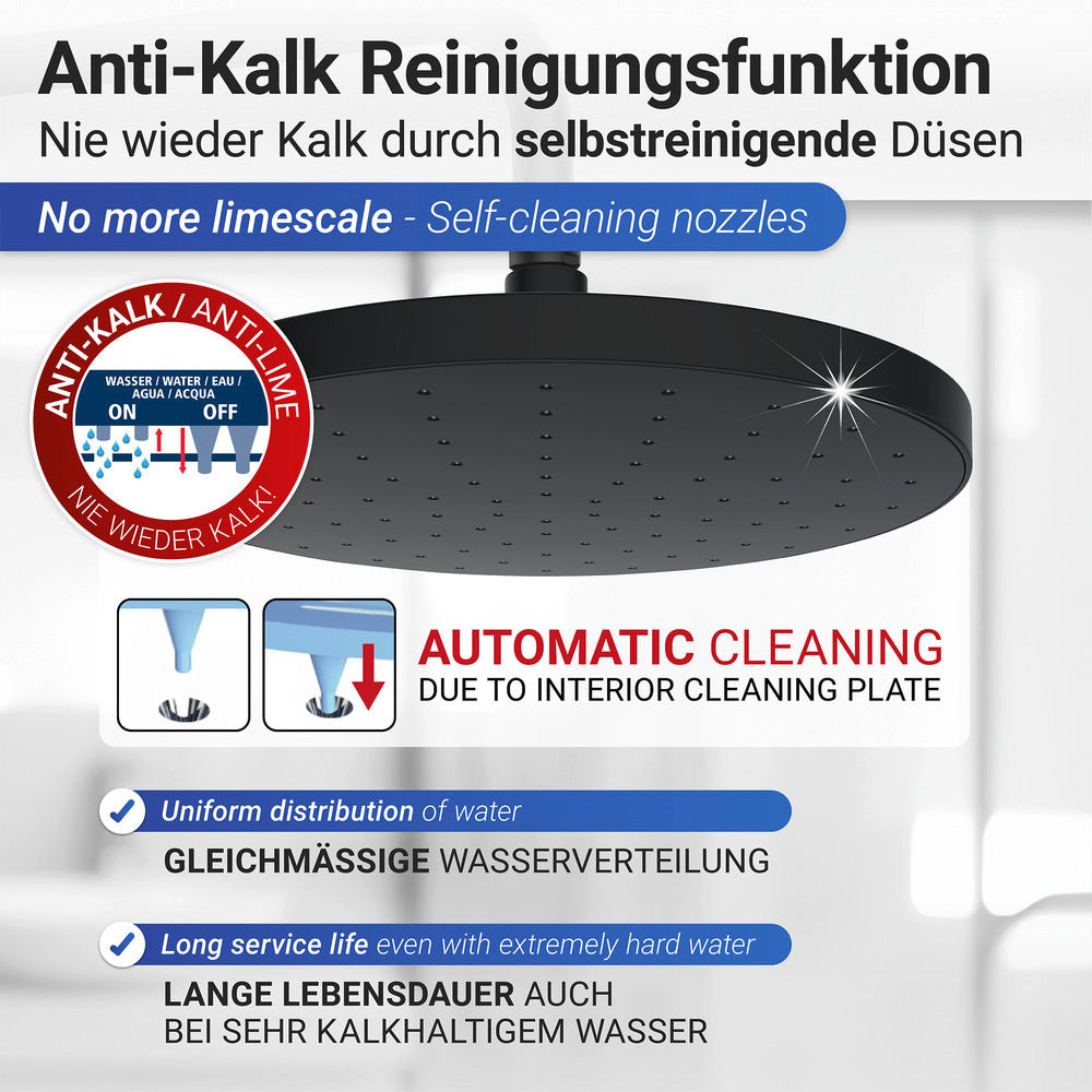 Regenduschkopf Automatic Cleaning  Ø 22,5 cm