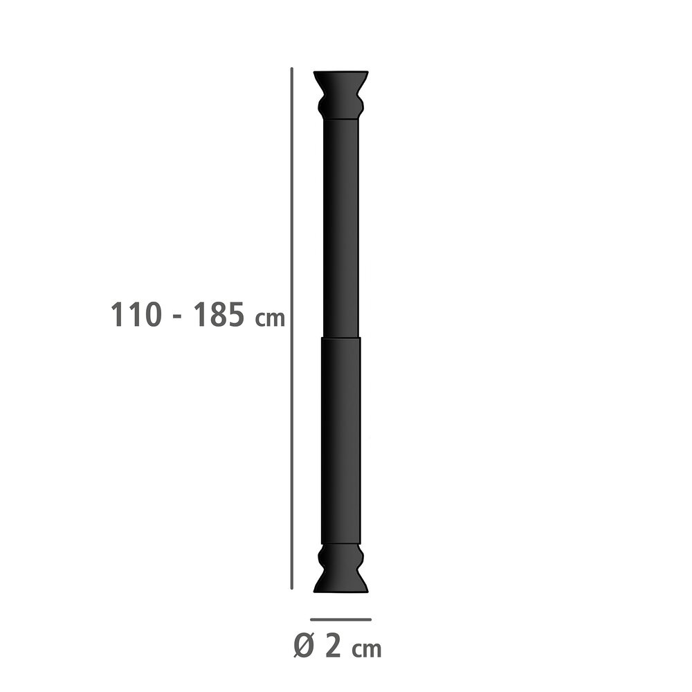 Telescopische douchestang zwart 110 - 185 cm