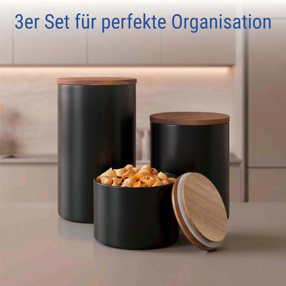 Vorratsdosen Mod. Mio Schwarz, 3-teiliges Set  Vorratsdosen Set aus Borosilikatglas
