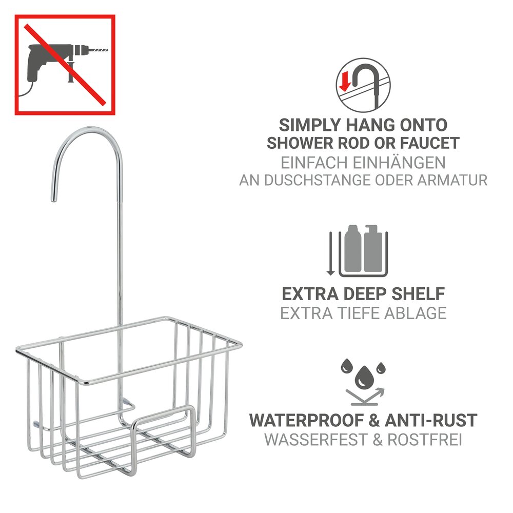 Chariot de douche Mod. Milito, brillant, acier inoxydable, 18x28,5x13 cm  inoxydable, durable et peu encombrant