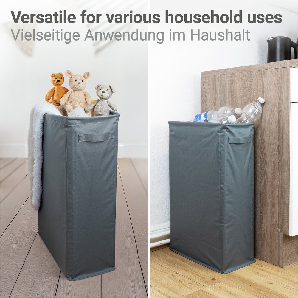 Wäschesammler Mod. Slim, anthrazit, Polyester, 46L, 20x60x40 cm  perfekt für schmale Nischen