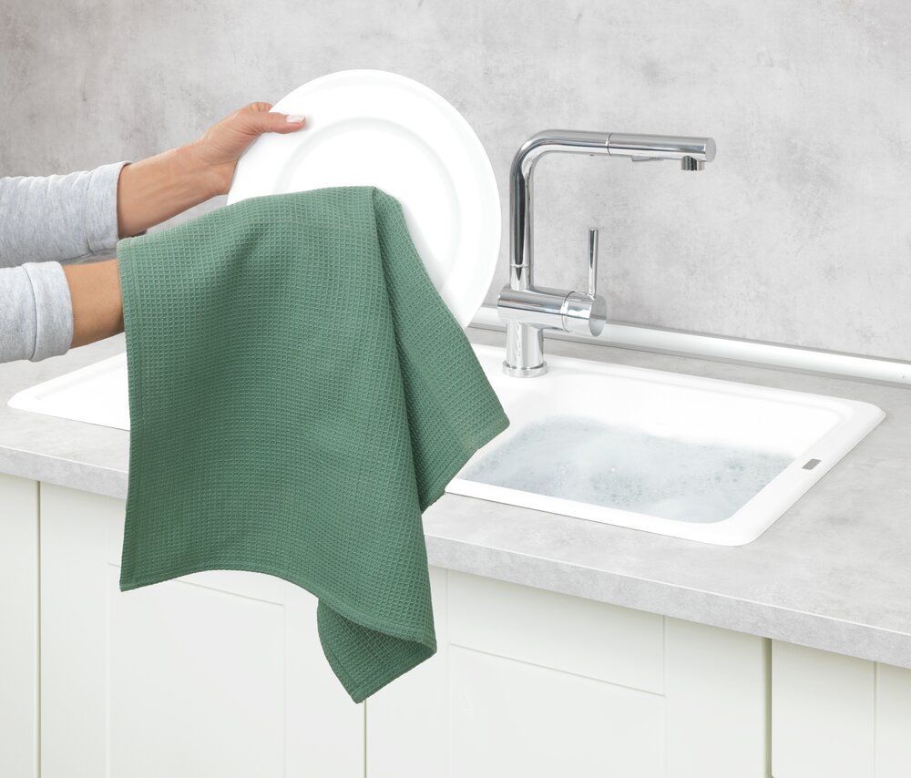 Geschirrtuch Mod. Tito, grün, Baumwolle, 45x65 cm, 2er Set  schnelltrocknend und saugstark
