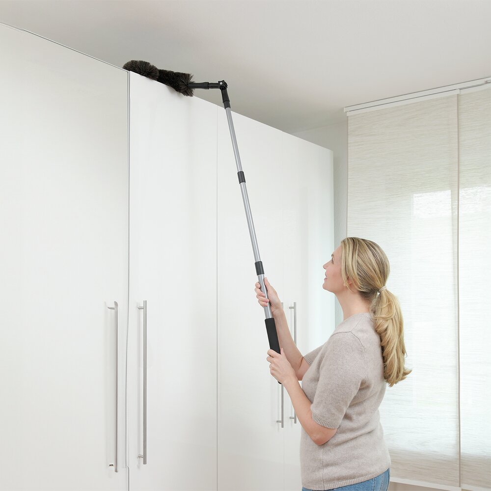 Ziegenhaar-Staubbesen mit Knickgelenk und Teleskop-Stiel  100 % echtes Ziegenhaar