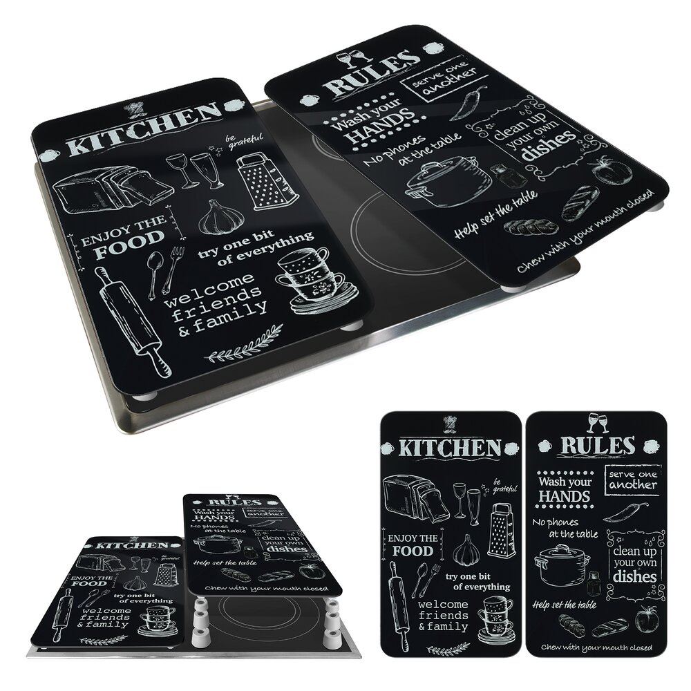 Plaque de Recouvrement Universelle Mod. Kitchen Rules, set de 2  pour tous les types de cuisinières