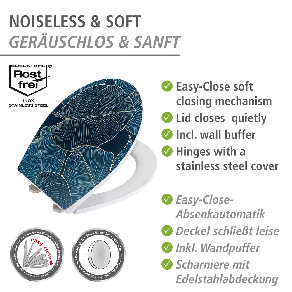 Premium toiletzitting Big Leaves met reliëf