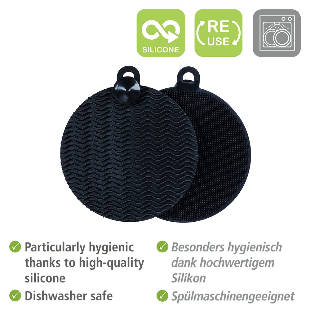 Silikon Spülschwamm Mod. Soft Schwarz 2er Set  Geschirrschwamm mit feiner Noppenstruktur