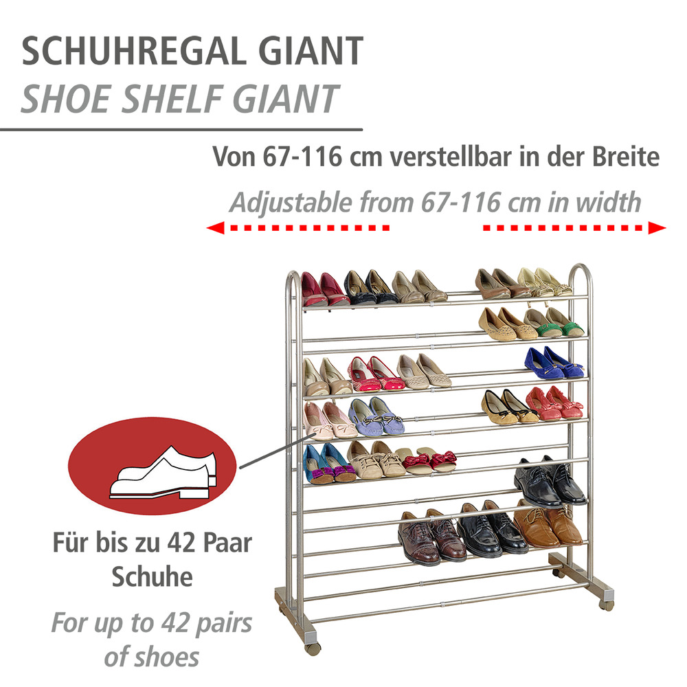 Schuhregal Mod. Giant ausziehbar  mit 4 Rollen, für bis zu 42 Paar Schuhe