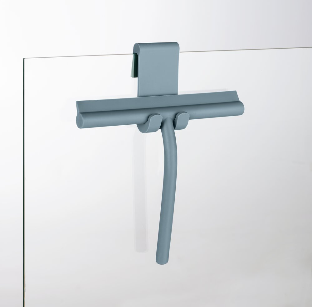 Silikon Duschabzieher Mod. MONDINE Blau  mit Halterung für Duschwände