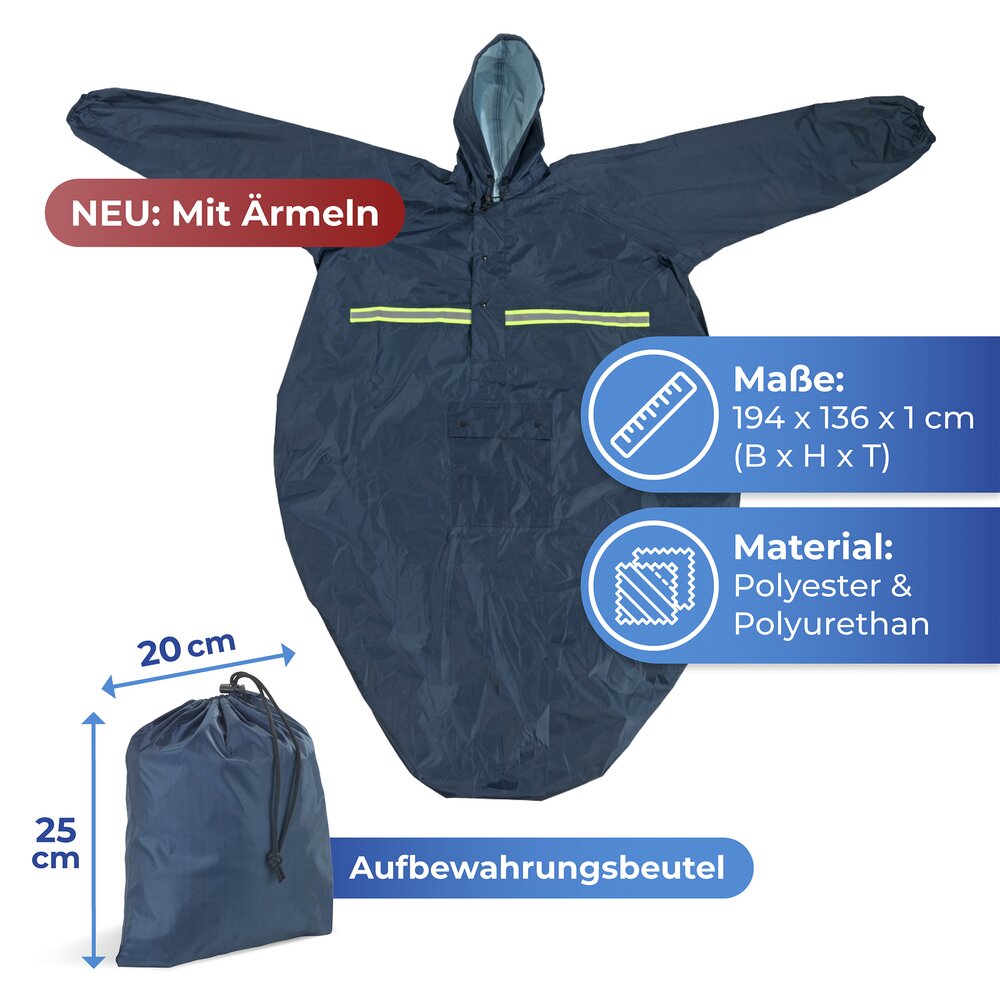 Rollstuhl-Regencape mit Ärmeln  wasser- und winddicht