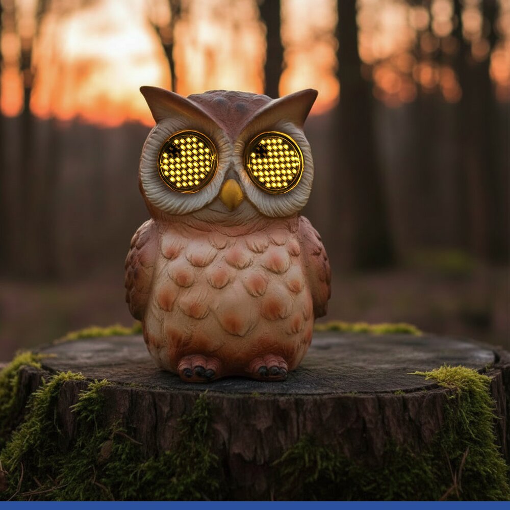 LED Gartenfigur Eule Mod. Blinky Eyes  solarbetriebene Gartendekoration mit leuchtenden Augen