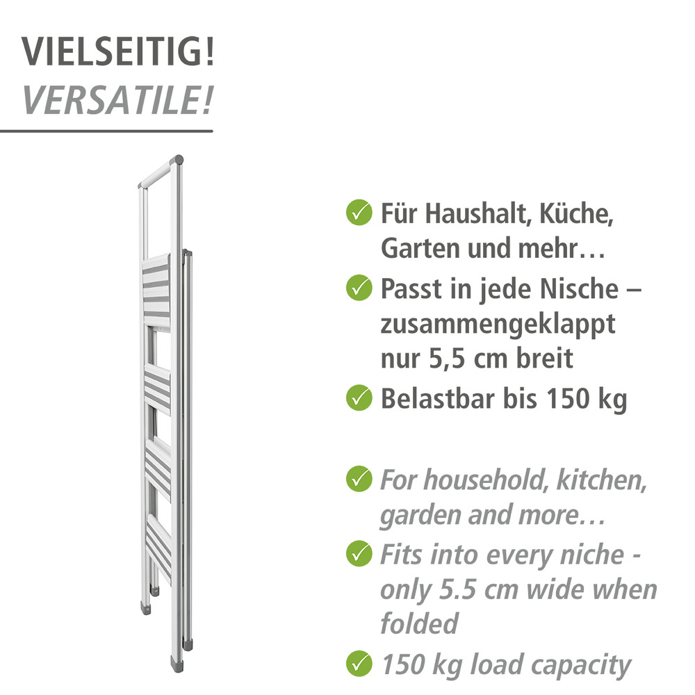 Alu-Design Klapptrittleiter 4-stufig Weiß  Haushaltsleiter