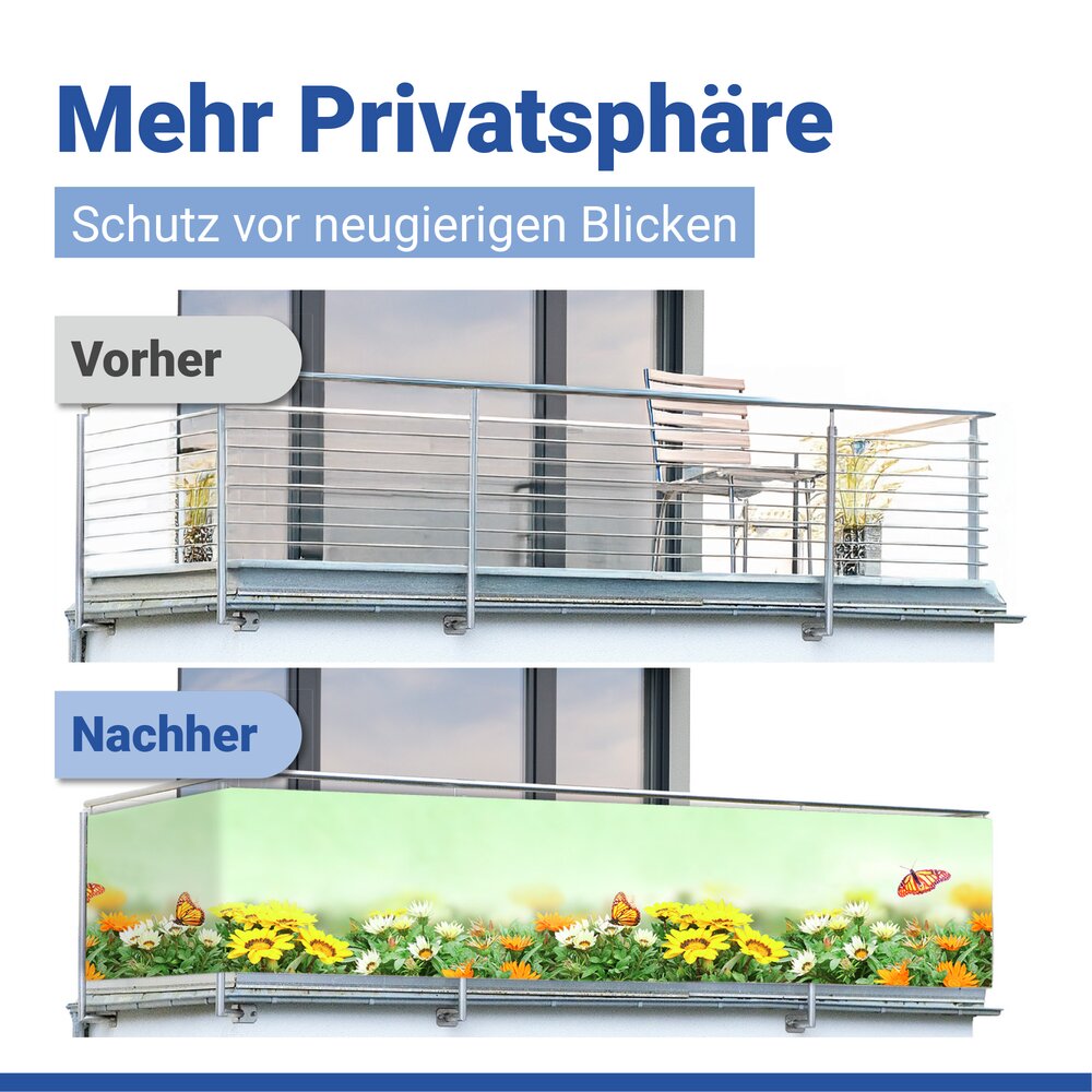 Balkon-Sichtschutz Mod. Schmetterling, 5 m  UV- und witterungsbeständig
