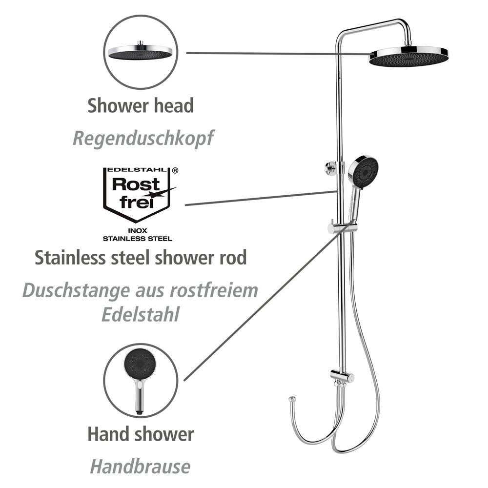 Ensemble pommeau, barre de douche et flexible Softwater  couleur chrome, raccordement facile