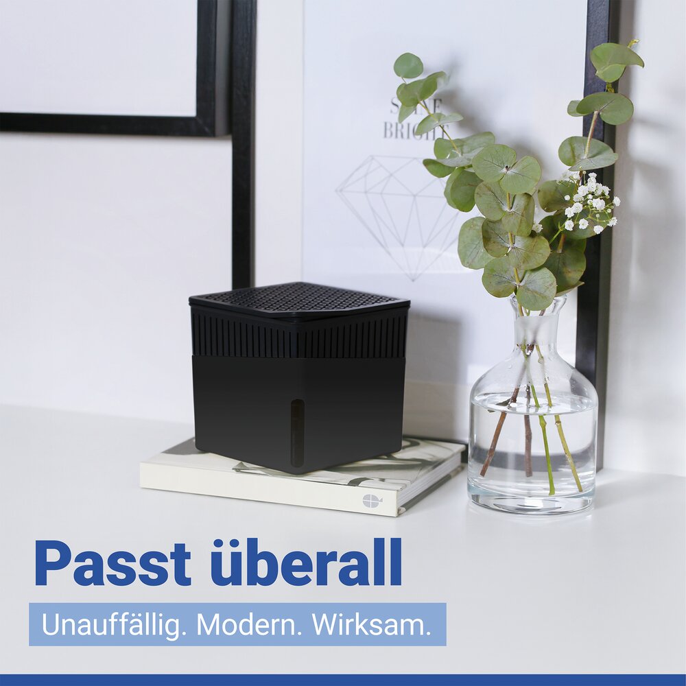 Raumentfeuchter Mod. Cube 500 g Schwarz  beugt Schimmel und Gerüchen vor